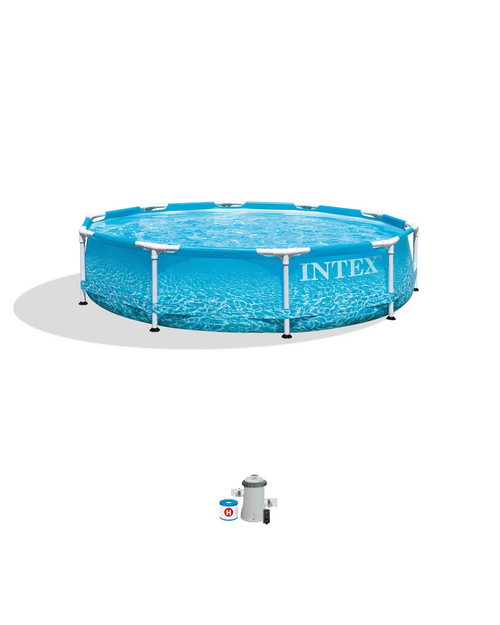 Intex Beachside Metal Frame 10' x 30" Above Ground Pool with Filter Pump