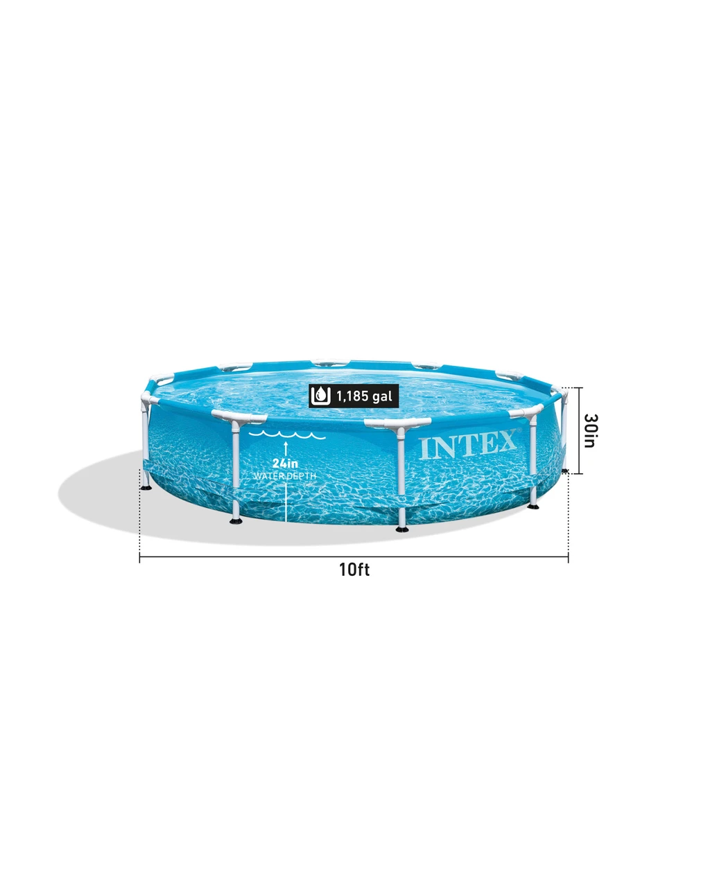 Intex Beachside Metal Frame 10' x 30" Above Ground Pool with Filter Pump